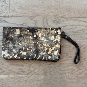 Brown and Cream Wristlet Clutch